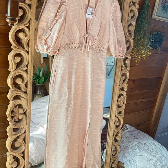 NWT Free People 100% Cotton Maxi Slit Dress - Picture 8 of 12